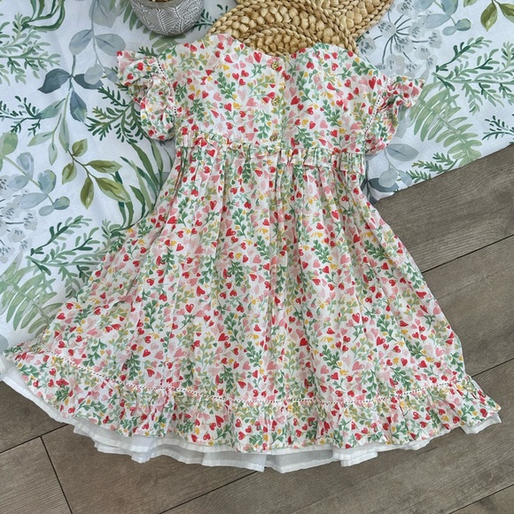 New Rachel Zoe Toddler Girl Cotton Dress Heart & Floral Print Flutter Sleeves - Picture 1 of 16